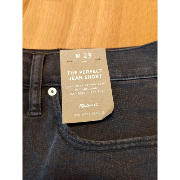 Madewell Shorts Womens 29 Black The Perfect Jean Denim Distressed High Rise - Picture 6 of 12